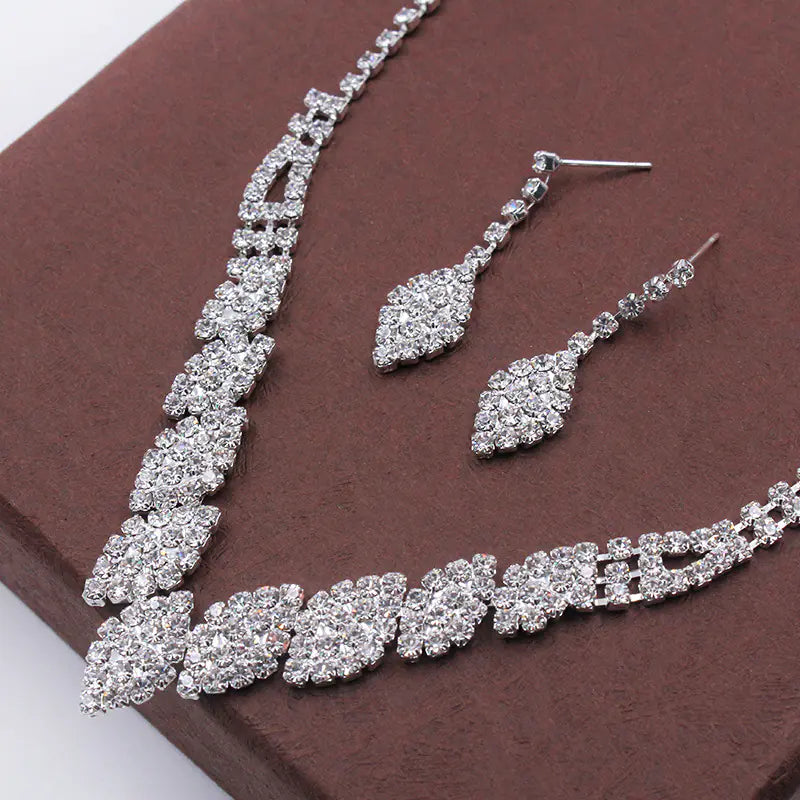 Crystal Rhinestone Wedding Jewelry Set Necklace & Earrings