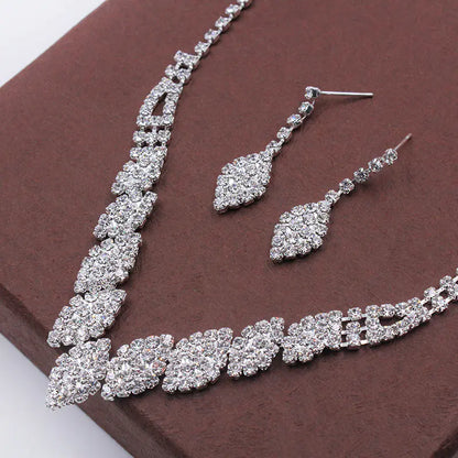 Crystal Rhinestone Wedding Jewelry Set Necklace & Earrings