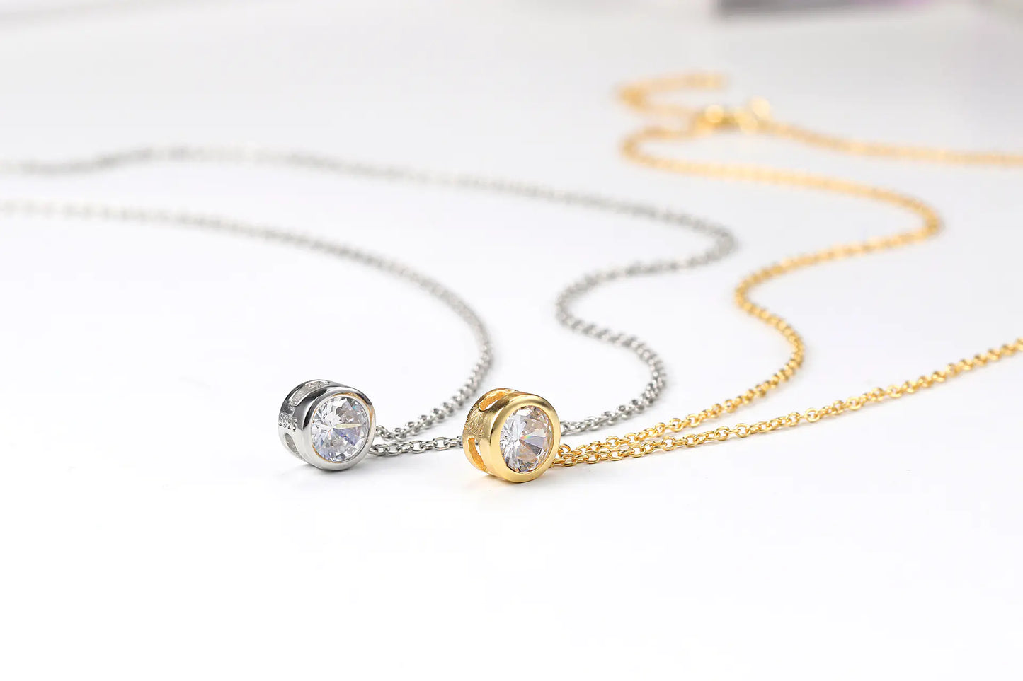 Minimalist Gold Plated Single Zirconia Necklace