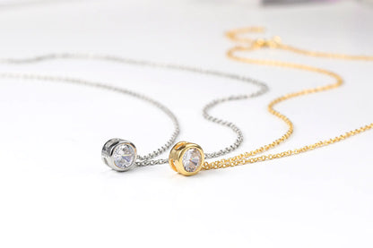 Minimalist Gold Plated Single Zirconia Necklace