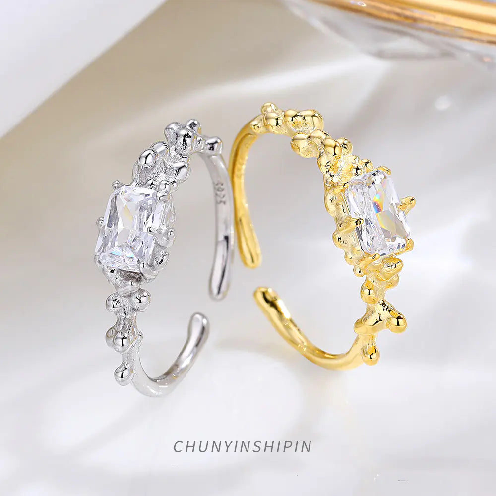 S925 Silver Open Ring with Irregular Texture