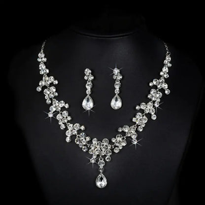 Necklace and Earrings Bridal Set with Rhinestone