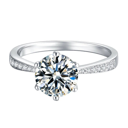 Moissanite S925 Silver Classic White Gold Ring