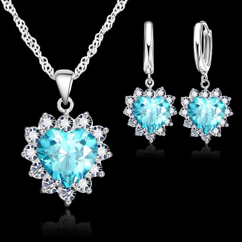 Heart-shaped earrings necklace jewelry set