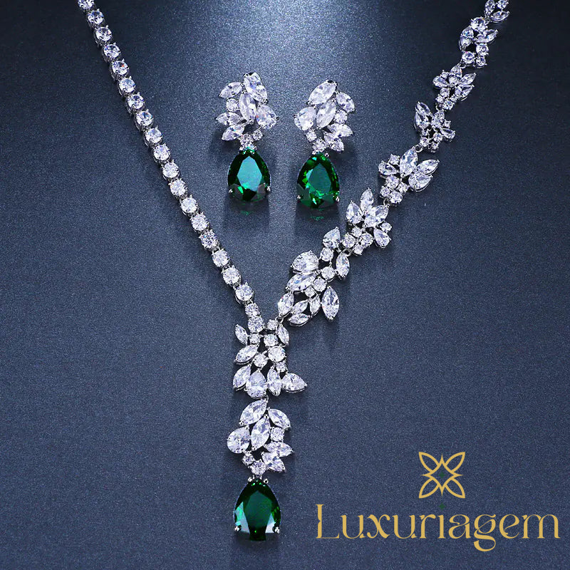 Elegant Bridal Jewelry Set with Teardrop Zirconia
