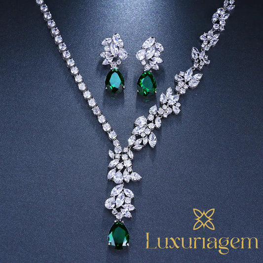 Elegant Bridal Jewelry Set with Teardrop Zirconia