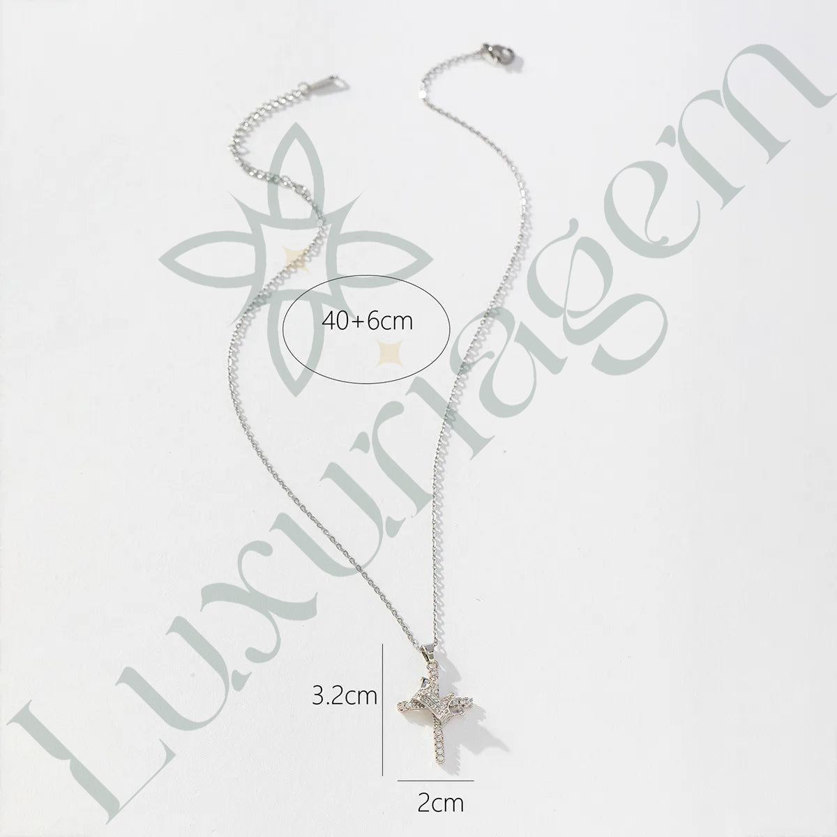 Crown Cross Clavicle Chain Silver Zircon Pendant Necklace