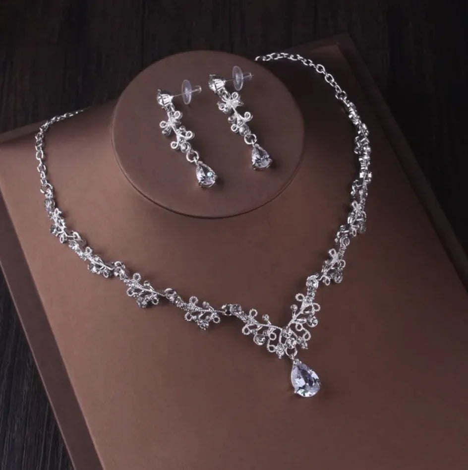 Silver Crystal Bridal Jewelry Set