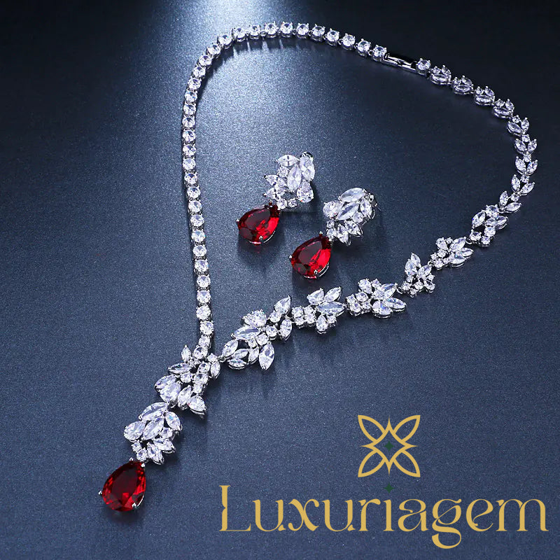Elegant Bridal Jewelry Set with Teardrop Zirconia