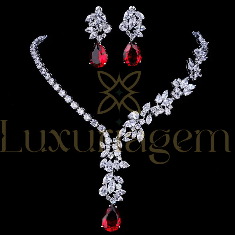 Elegant Bridal Jewelry Set with Teardrop Zirconia