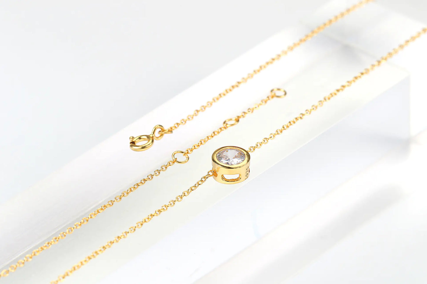 Minimalist Gold Plated Single Zirconia Necklace