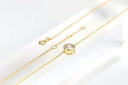 Minimalist Gold Plated Single Zirconia Necklace