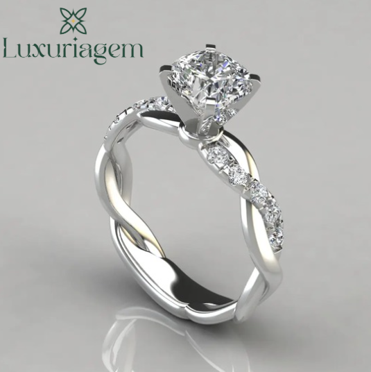 Rose Gold Plated Diamond Engagement Ring