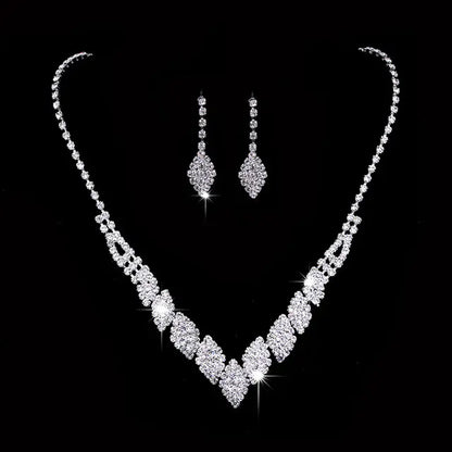 Crystal Rhinestone Wedding Jewelry Set Necklace & Earrings