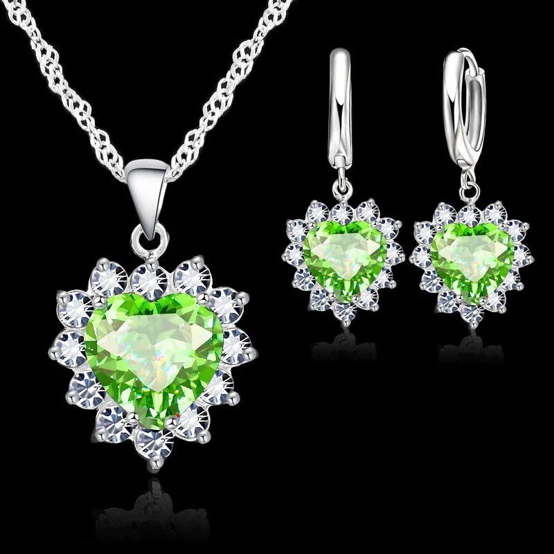 Heart-shaped earrings necklace jewelry set