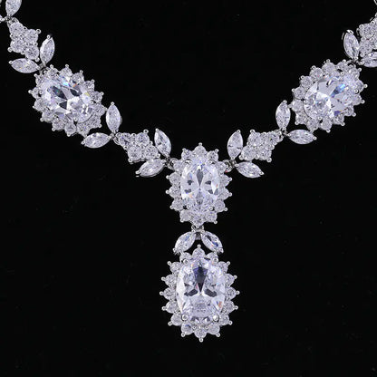 Fashion Bride Jewelry Set with Zircon Necklace and Earrings