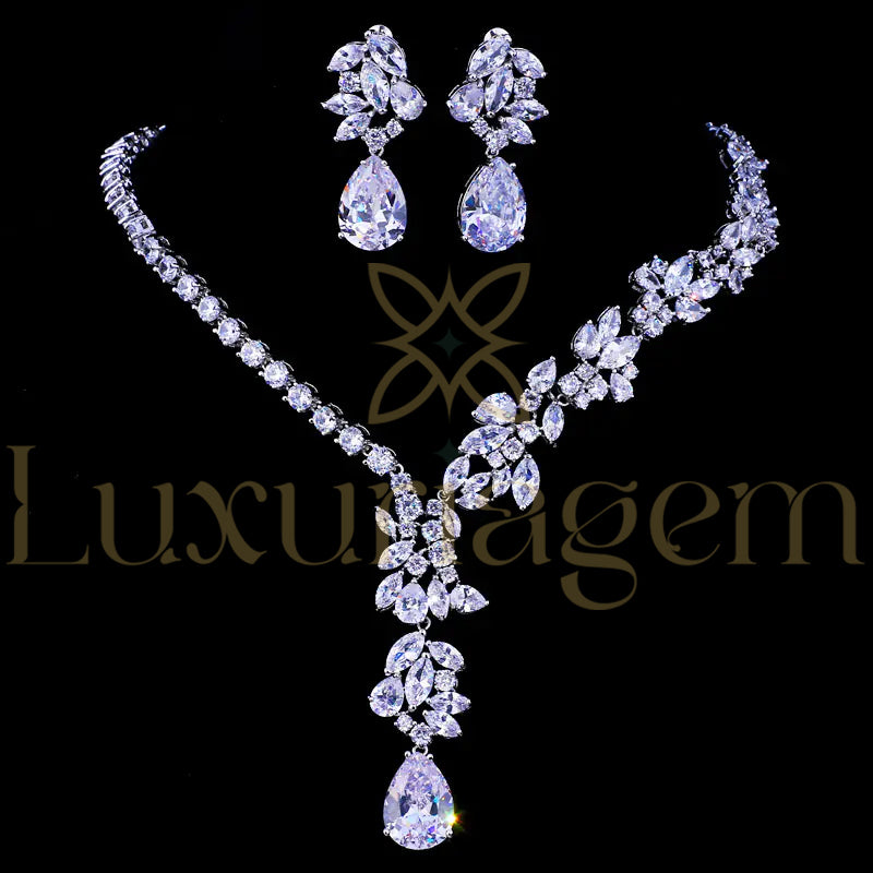 Elegant Bridal Jewelry Set with Teardrop Zirconia