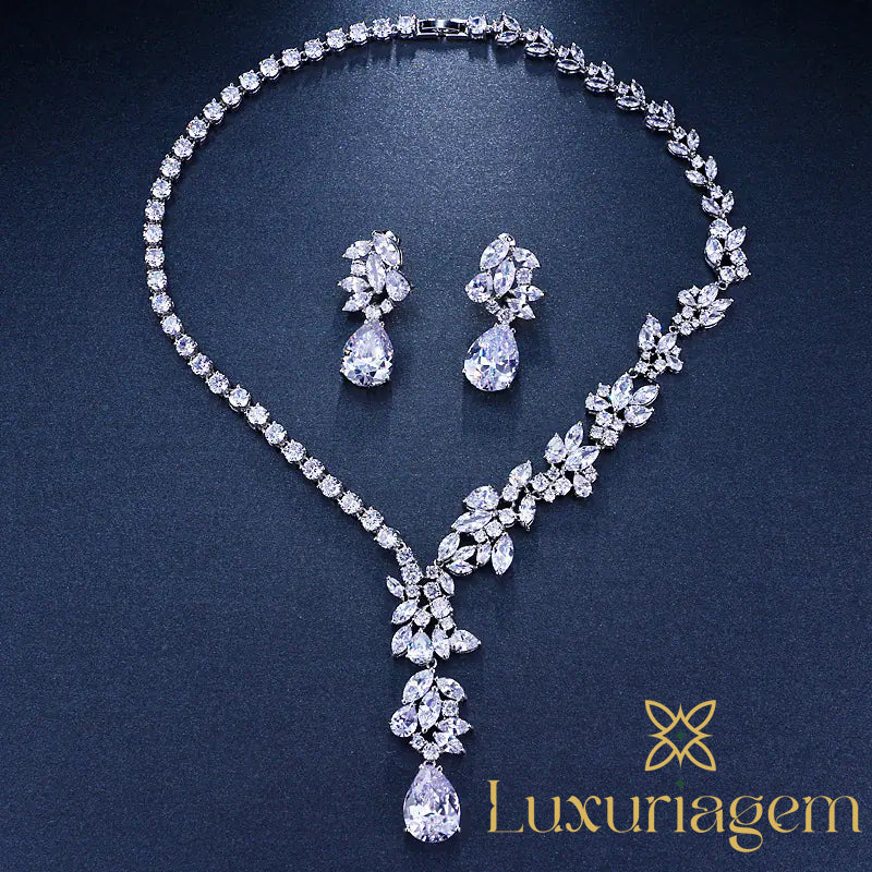 Elegant Bridal Jewelry Set with Teardrop Zirconia