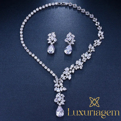 Elegant Bridal Jewelry Set with Teardrop Zirconia