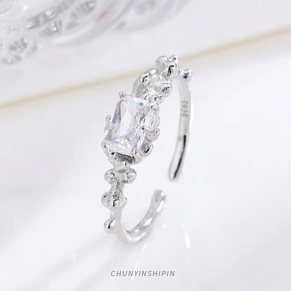 S925 Silver Open Ring with Irregular Texture