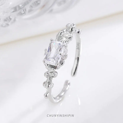 S925 Silver Open Ring with Irregular Texture